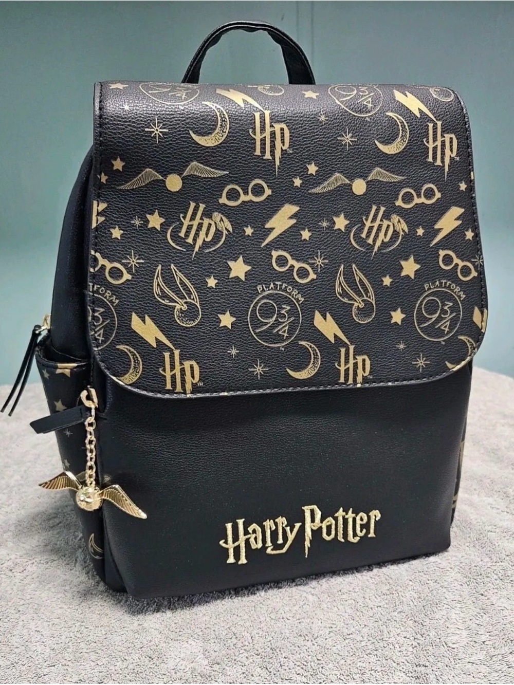 Primark x Harry Potter Black Faux Leather Backpack